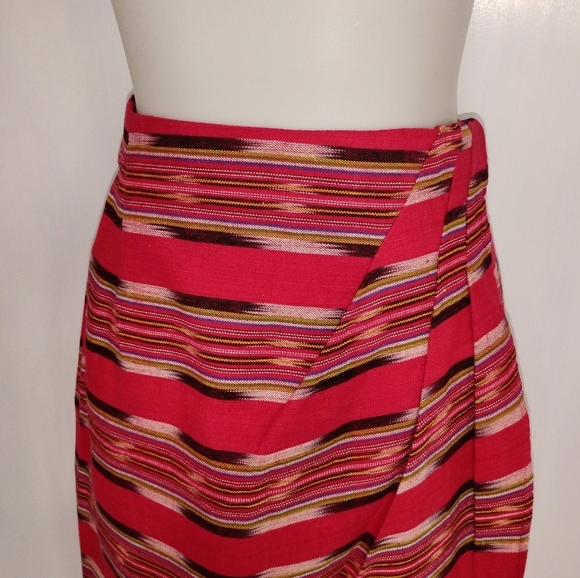 VINTAGE WOVEN COTTON FAUX WRAP SKIRT - Picture 6 of 7